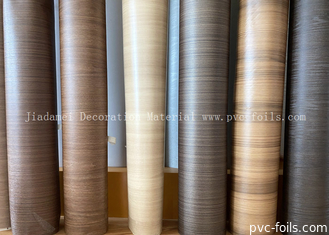 0.18mm Golden Oak Wood Grain PVC Furniture Film For Plastic Profile Wrapping