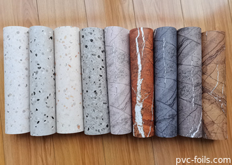 Glossy Marble Design PVC Decorative Film For Vacuum Press Furniture Covering