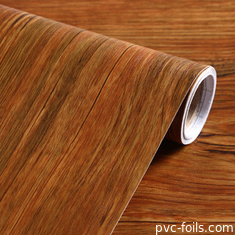 Wood Pattern Self Adhesive PVC Foil Decorative Interior Vinyl Film For MDF