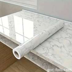 Oil Proof White Marble Self Adhesive PVC Decorative Film Easy Sticker For Home Decoration DIY