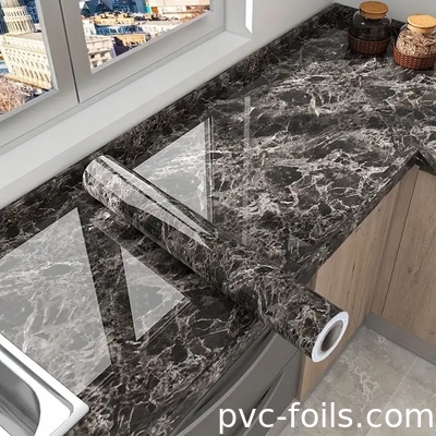 Oil Proof High-Definition Digital Printing Marble PVC Decorative Film For Kitchen Counter-Top