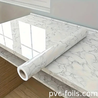Oil Proof White Marble Self Adhesive PVC Decorative Film Easy Sticker For Home Decoration DIY