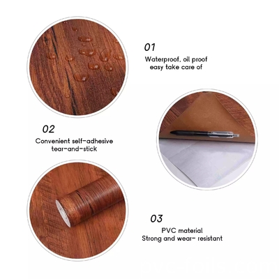 Wood Grain Self-Adhesive Removable PVC Vinyl Film For Furniture Covering