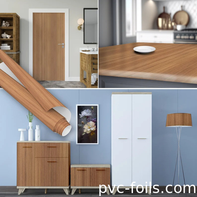 Self-Adhesive Wood Grain Furniture Stickers PVC Decorative Film For Countertops