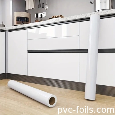 Solid Color White Glossy Self-Adhesive PVC Wallpaper - Easy Peel &amp; Stick For Kitchen