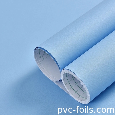 Blue Solid Color Self-Adhesive PVC Film Matte Embossed- Peel And Stick For Furniture Covering