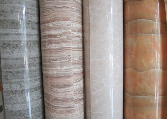Heating Resistant High Gloss PVC Film For Doors Marble Effect